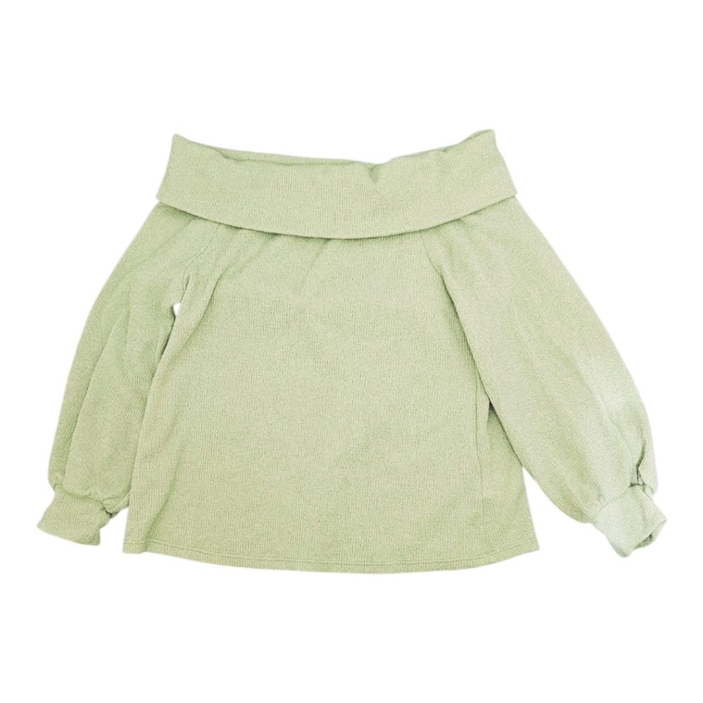 Lush Pastel Sage Green Off The Shoulder Knit Sweater